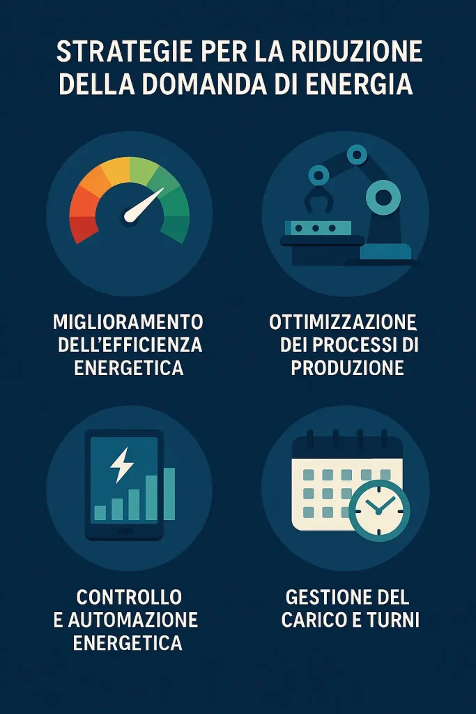 Infografica in italiano che illustra le tendenze e opportunità del mercato energetico italiano tra il 2030 e il 2035: prezzi, rinnovabili, AI e imprese.