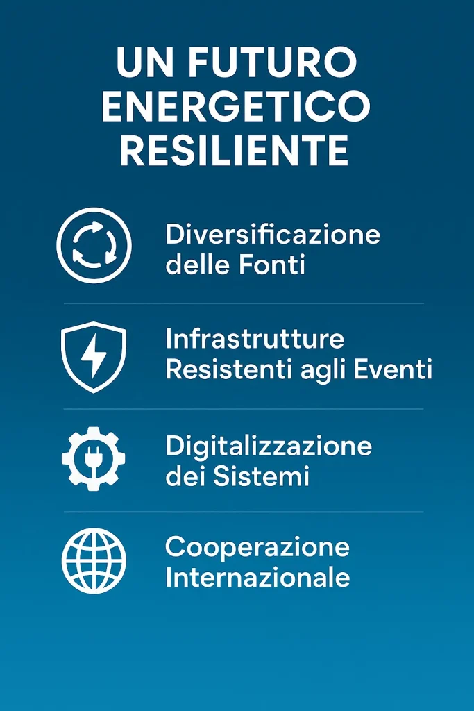 Vista urbana con edifici intelligenti, trasporti elettrici e linee luminose che collegano i palazzi in una rete energetica sostenibile.