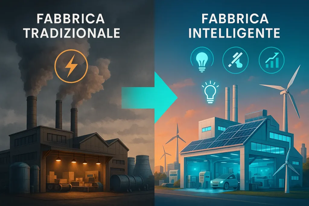 Sala controllo con monitor e ologrammi che mostrano flussi di energia e dati in tempo reale, tecnico che analizza i grafici.
