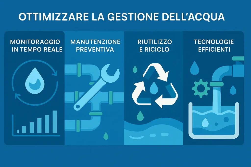 Illustrazione che mostra la transizione da una fabbrica inquinante a un impianto sostenibile con pannelli solari, alberi e cielo limpido.